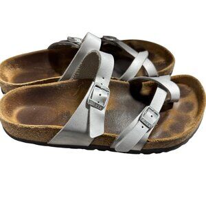 Birkenstock Sandals Women's EU38 US7 Mayari Birko-Flor Silver Comfort Slides